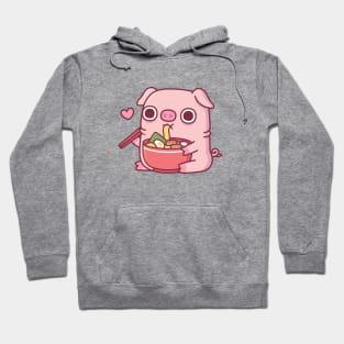 Cute Chubby Piggy Eating Ramen Noodles Hoodie